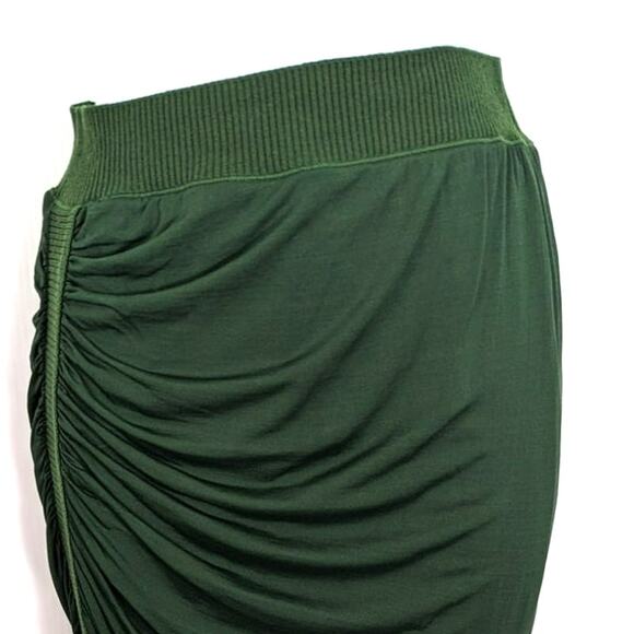 Jean Paul Gaultier Soleil Green Ruched Mesh Knit Skirt Asymmetrical VTG 90's L - Picture 4 of 12